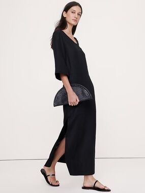 Banana Republic 100% LINEN SCOOP-NECK MAXI DRESS Size M Petite